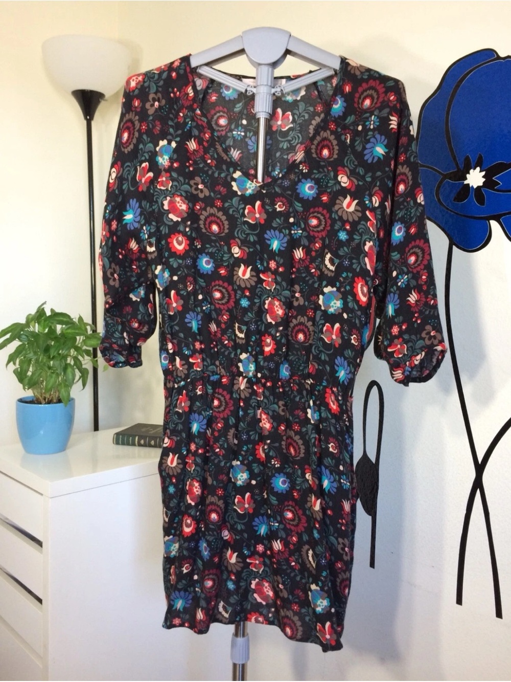 Forever 21 Floral Print Mini Dress Size M Long Sleeve Contemporary Series